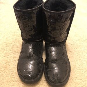 Sequin ugg boots black